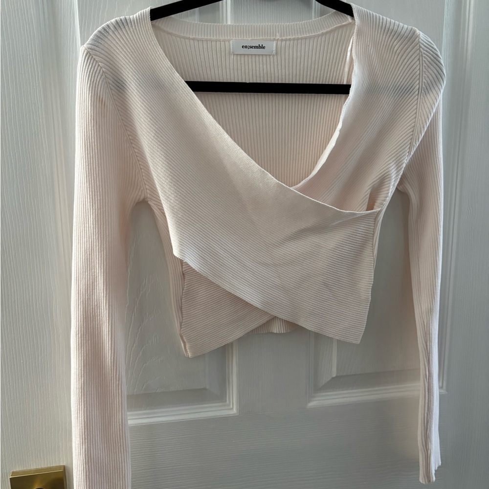 Cream Wrap Crop Sweater